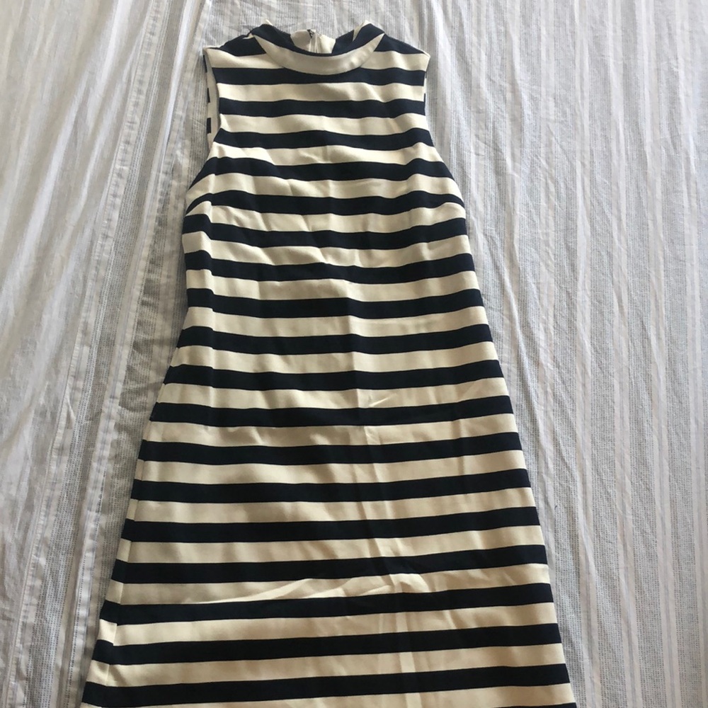 Versona navy and cream striped dress